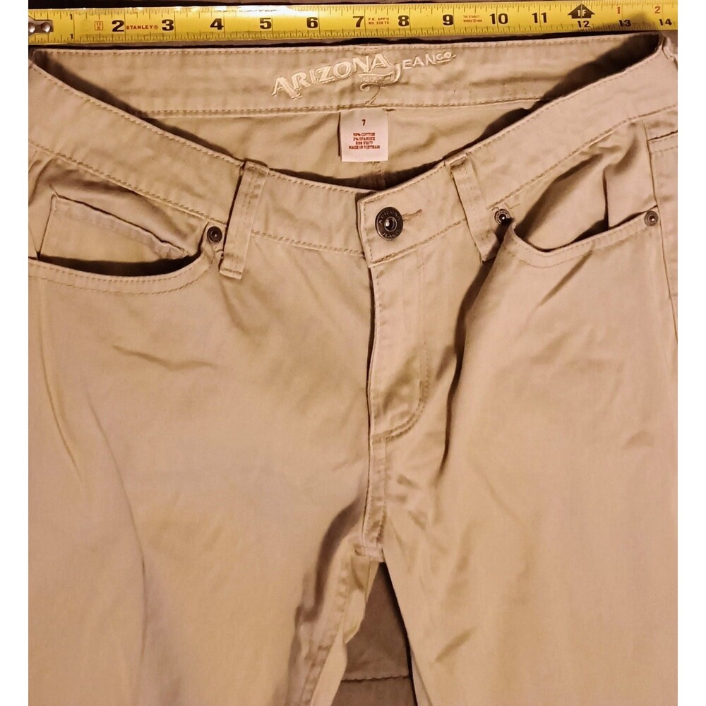 Arizona Jean Co Pants Size 7 Tan Skinny Leg Slim Fit Flat Front Five Pocket